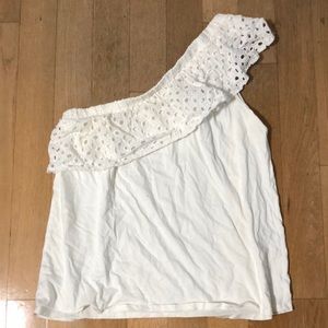 Loft one shoulder white eyelet